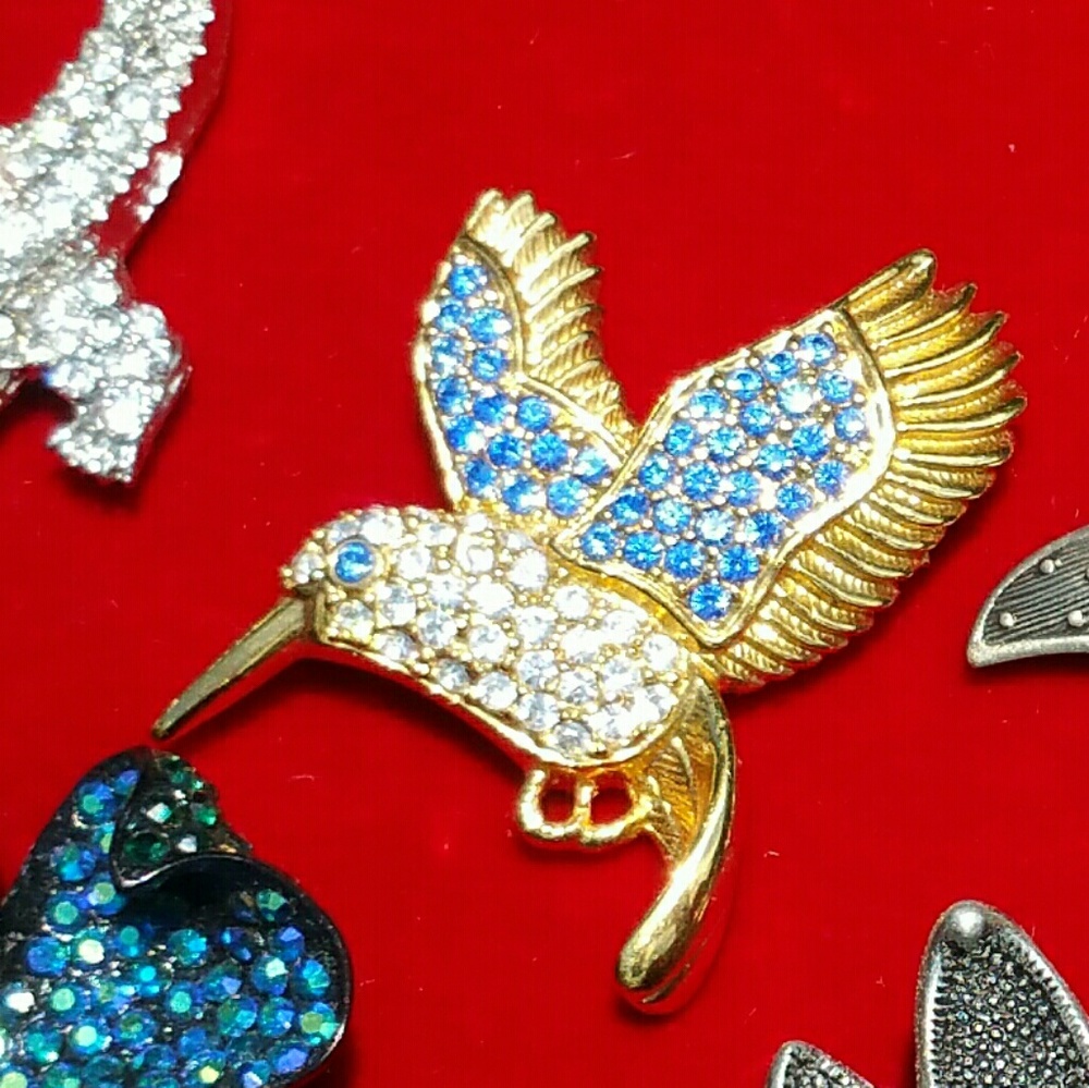 Vintage Hummingbird Rhinestone Brooch #5 PSCO